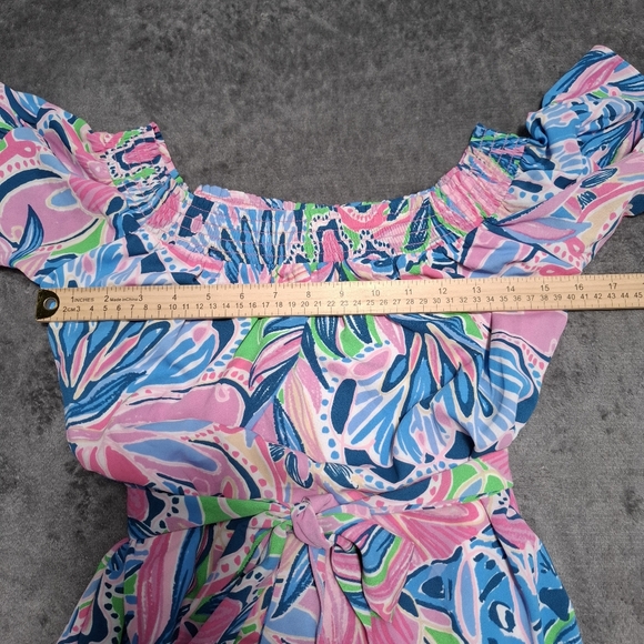 Lilly Pulitzer Laurana Maddlyn Off-The-Shoulder Stretch Dress Sz S Flounce Pink - Picture 12 of 13